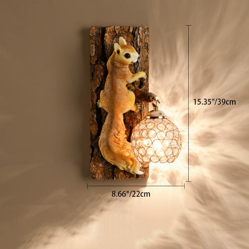 Rynx | Crystanova Wall light | Creative squirrel design | Crystal details | 1-bulb lamp for bedroom