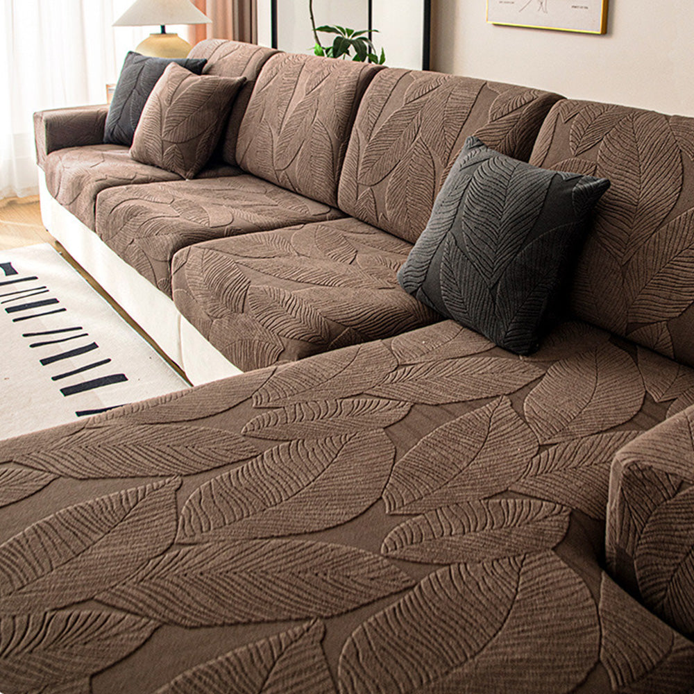 RYNX | Leaf Jacquard Waterproof Anti-Scratch Stretch Full Wrap Couch Cover