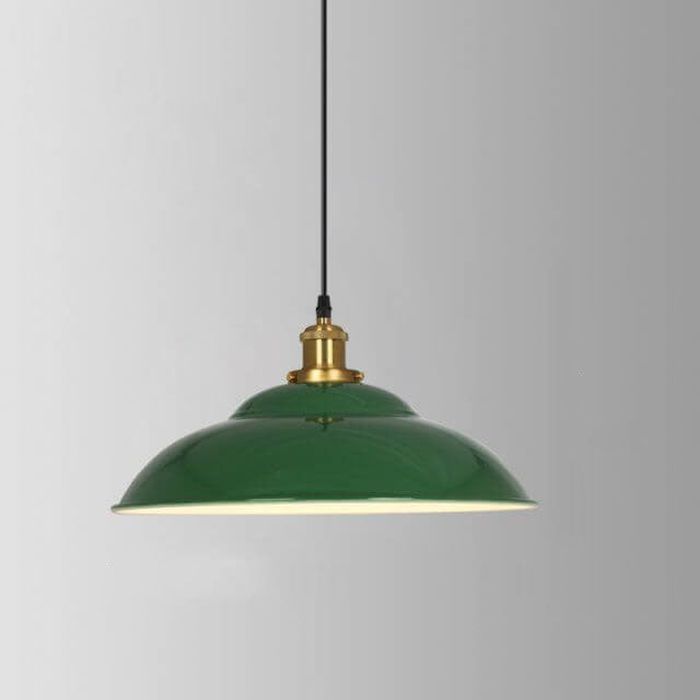 Rynx | RetroDome Industrial Vintage Pendant Light | Green Iron Dome Design | Single Light | Rustic Ceiling Lighting