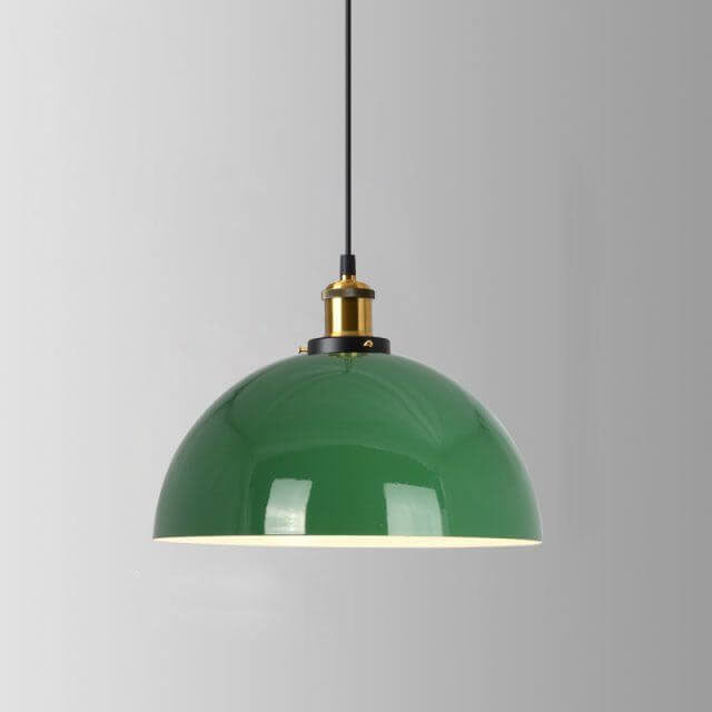 Rynx | RetroDome Industrial Vintage Pendant Light | Green Iron Dome Design | Single Light | Rustic Ceiling Lighting