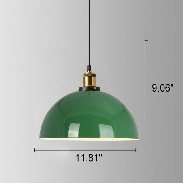 Rynx | RetroDome Industrial Vintage Pendant Light | Green Iron Dome Design | Single Light | Rustic Ceiling Lighting