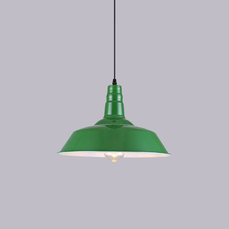 Rynx | RetroDome Industrial Vintage Pendant Light | Green Iron Dome Design | Single Light | Rustic Ceiling Lighting