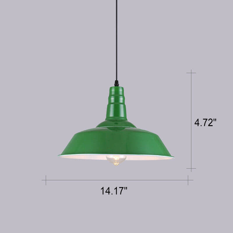 Rynx | RetroDome Industrial Vintage Pendant Light | Green Iron Dome Design | Single Light | Rustic Ceiling Lighting