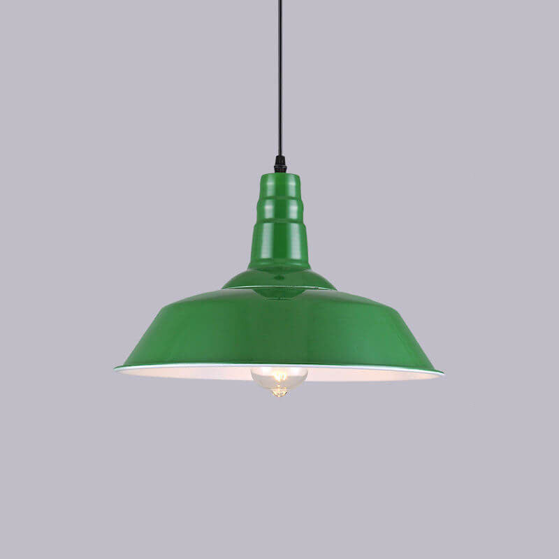 Rynx | RetroDome Industrial Vintage Pendant Light | Green Iron Dome Design | Single Light | Rustic Ceiling Lighting