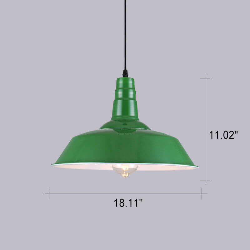 Rynx | RetroDome Industrial Vintage Pendant Light | Green Iron Dome Design | Single Light | Rustic Ceiling Lighting