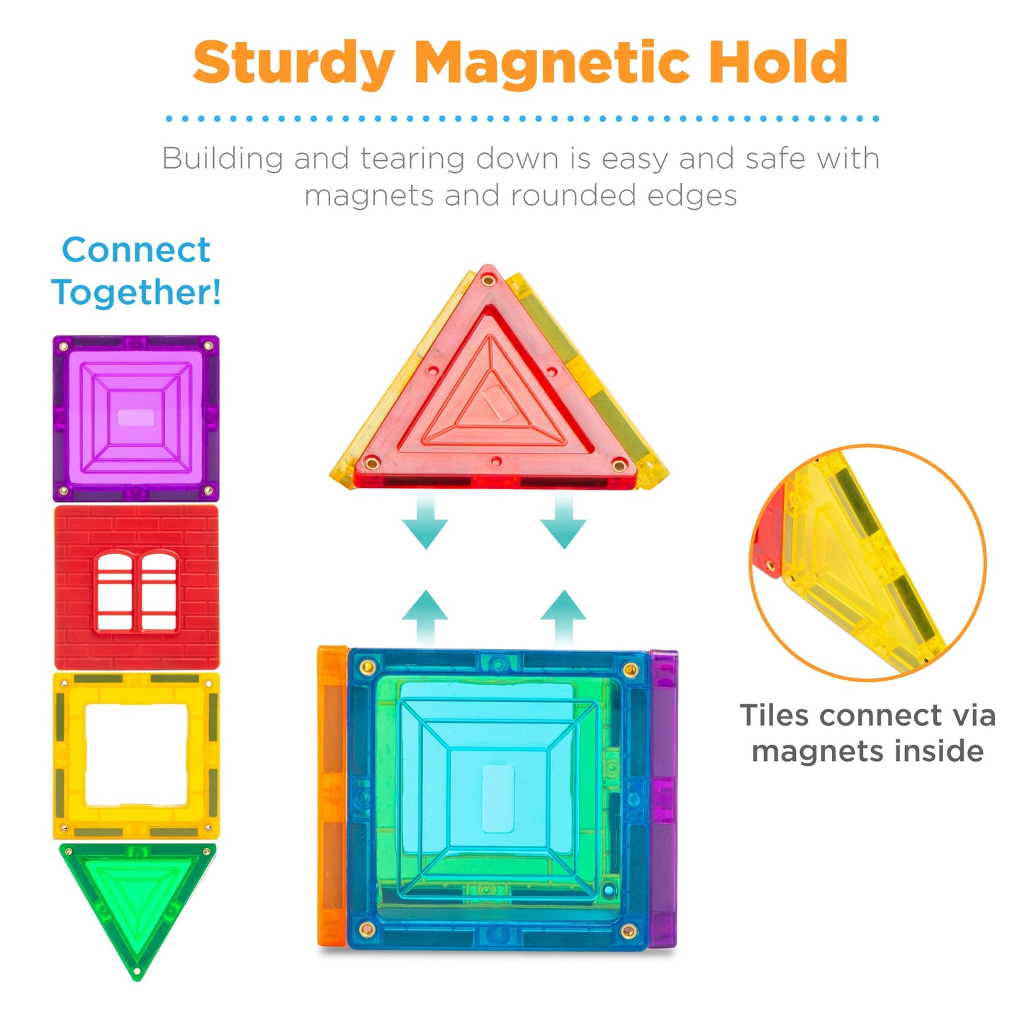 Rynx | 32-piece children's mini magnetic tiles educational STEM toy set with carrying case