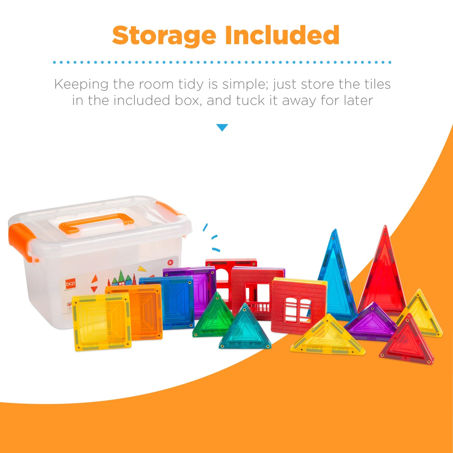Rynx | 32-piece children's mini magnetic tiles educational STEM toy set with carrying case
