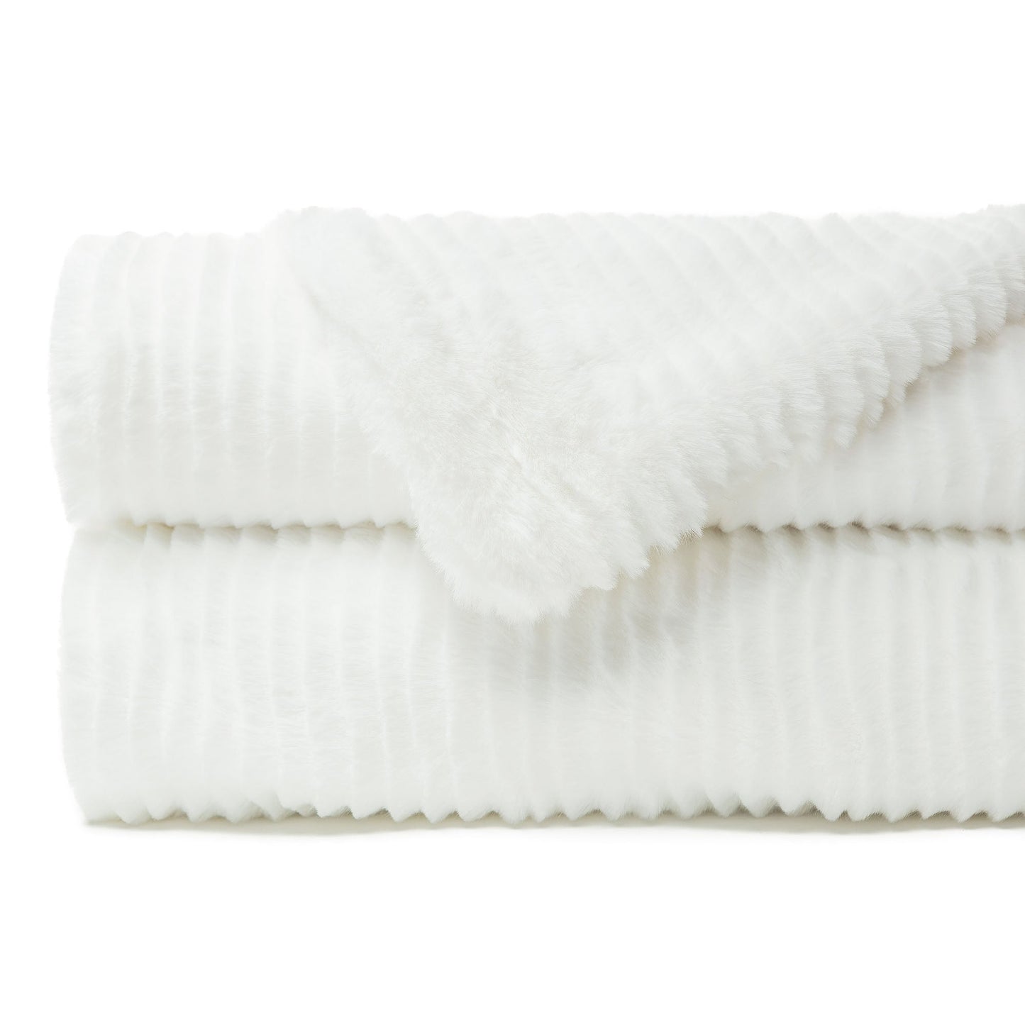 Rynx | Striped Textured Faux Fur Throw Blanket
