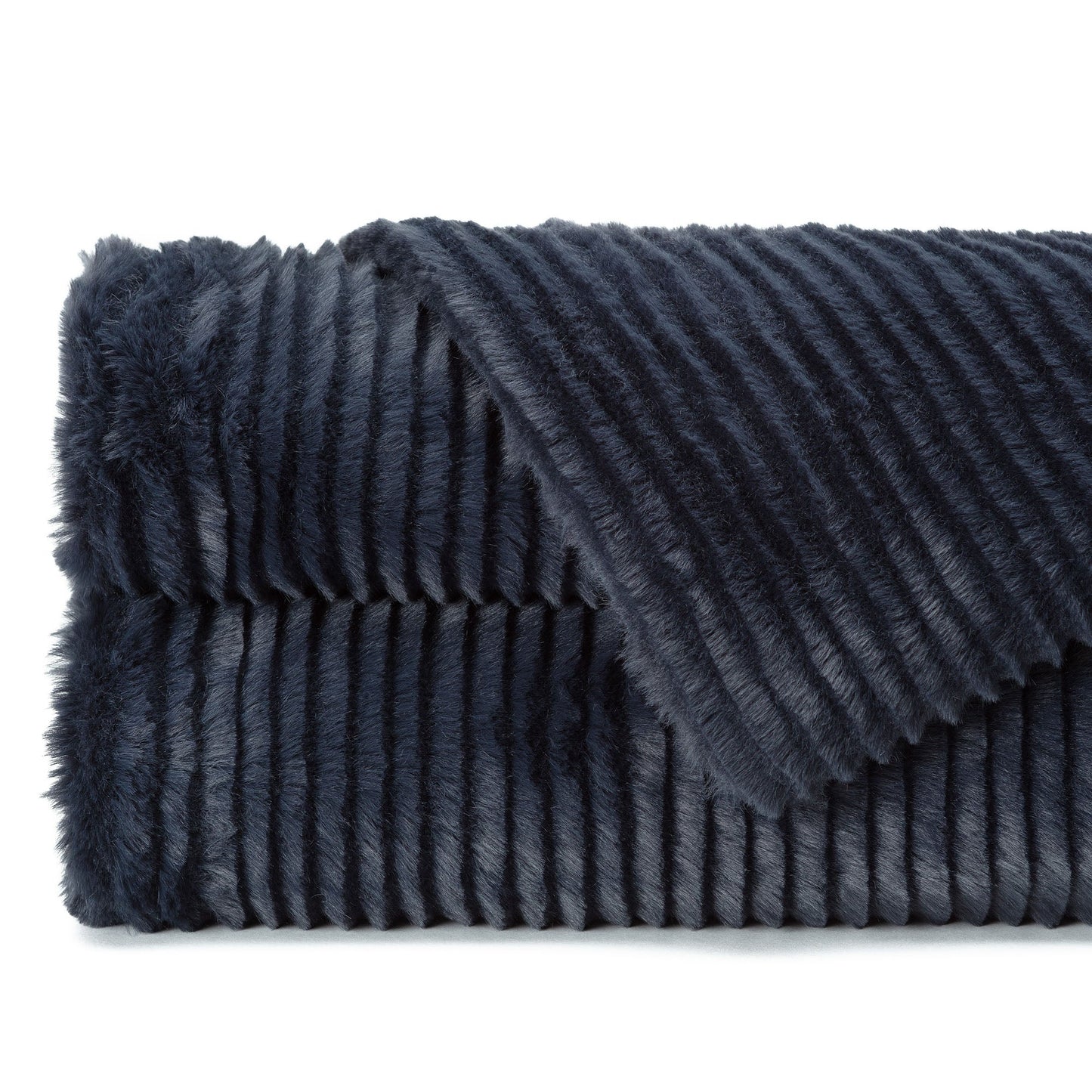 Rynx | Striped Textured Faux Fur Throw Blanket