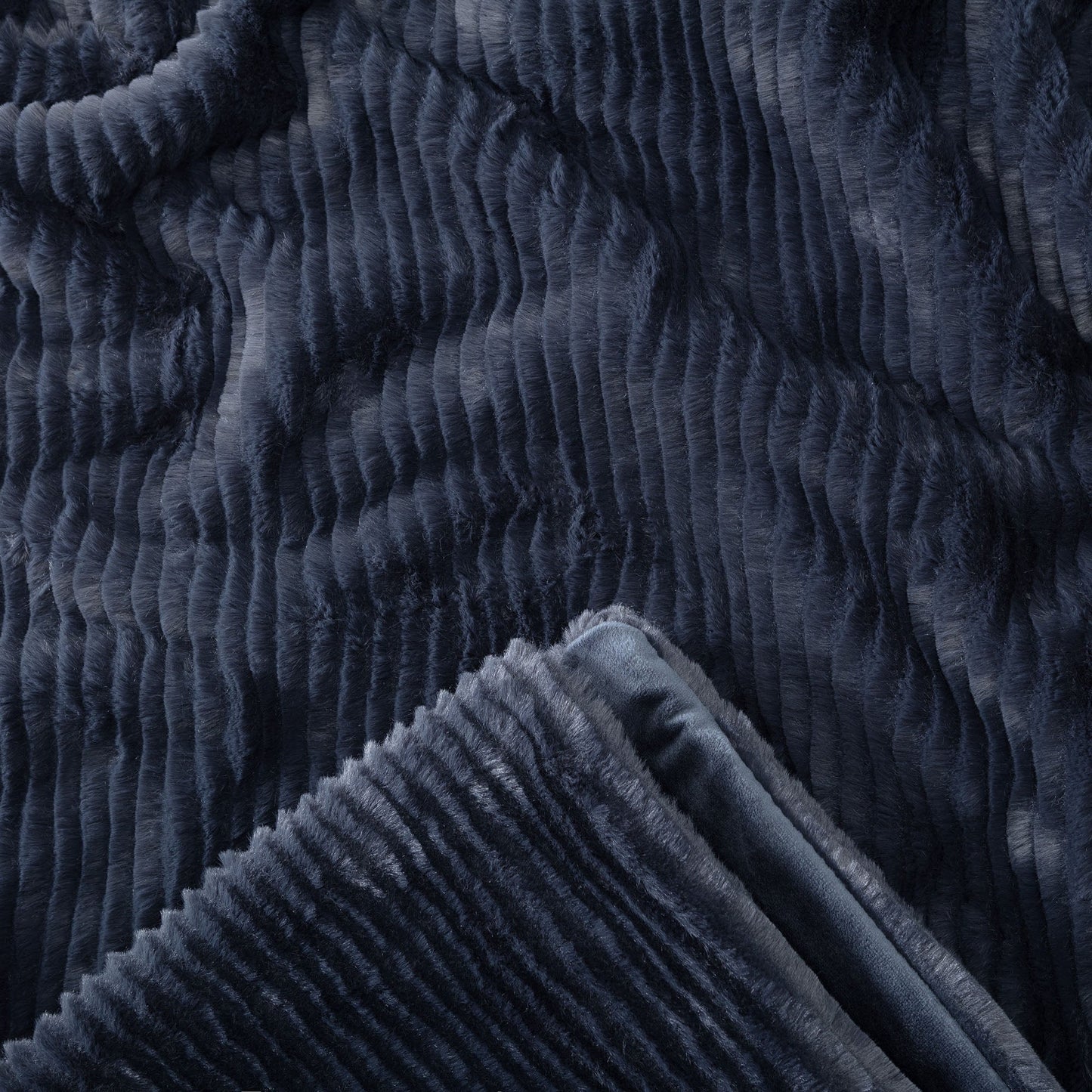 Rynx | Striped Textured Faux Fur Throw Blanket