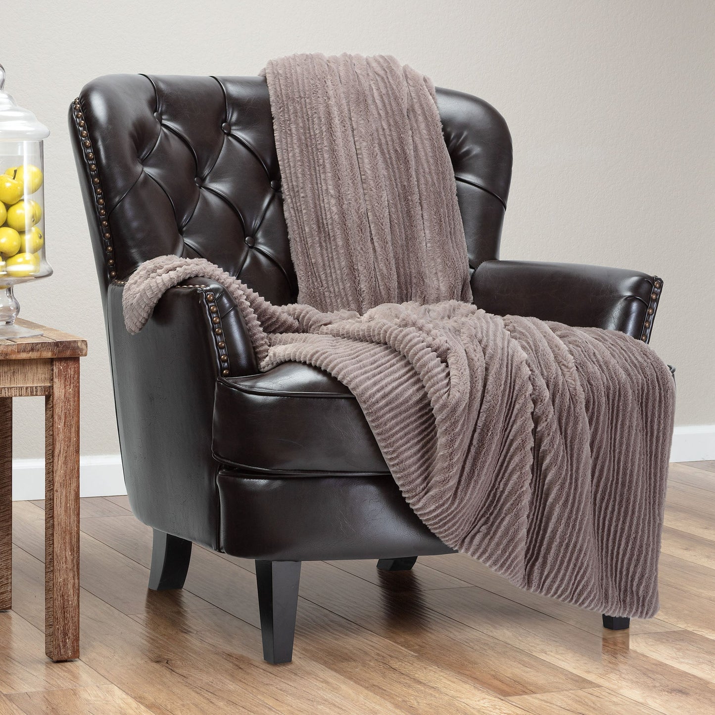 Rynx | Striped Textured Faux Fur Throw Blanket