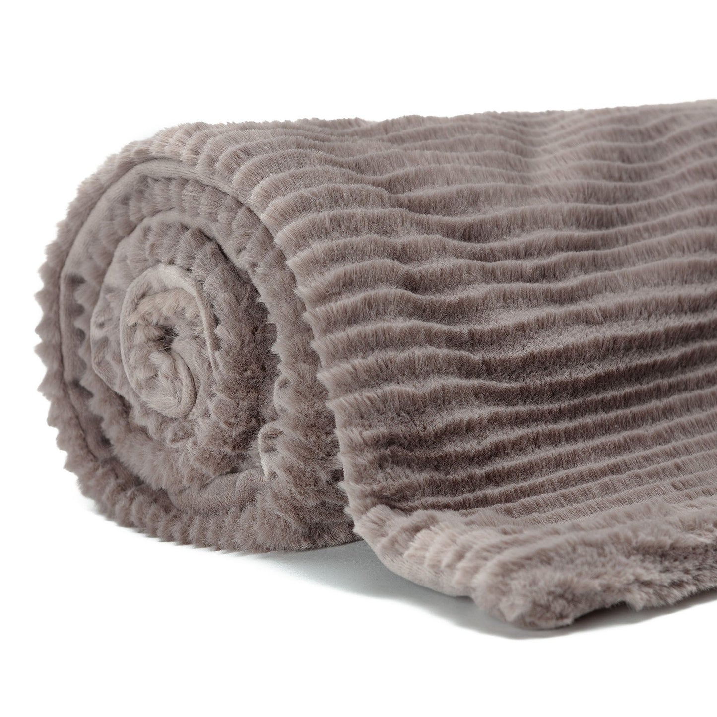 Rynx | Striped Textured Faux Fur Throw Blanket