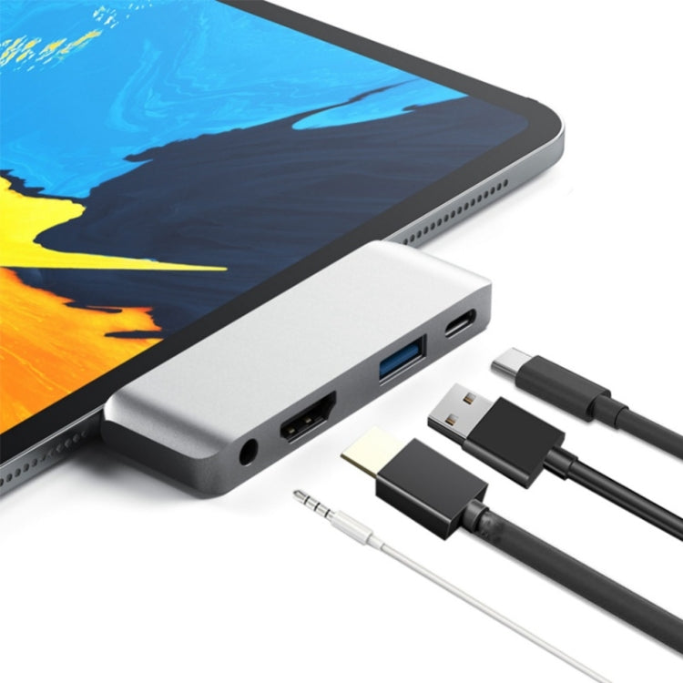 Rynx | 4 in 1 Type-C / USB-C to HDMI + AUX + USB + PD Type-C / USB-C HUB Adapter Multifunctional HD Dock