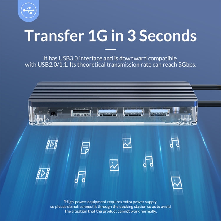 Rynx | ORICO WB-11P 10 in 1 Type-C Transparent HUB