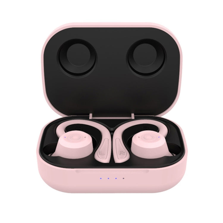 RYNX | T20 TWS Bluetooth Hooks Wireless Sports Headphones with Charging Box IPX6 Waterproof Noise-cancelling Earphones(Pink)