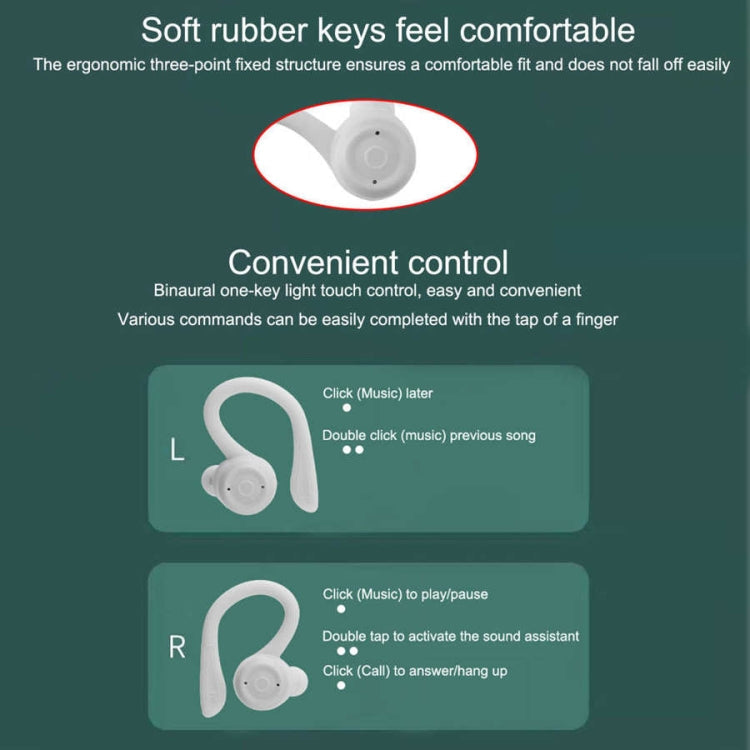 RYNX | T20 TWS Bluetooth Hooks Wireless Sports Headphones with Charging Box IPX6 Waterproof Noise-cancelling Earphones(Pink)