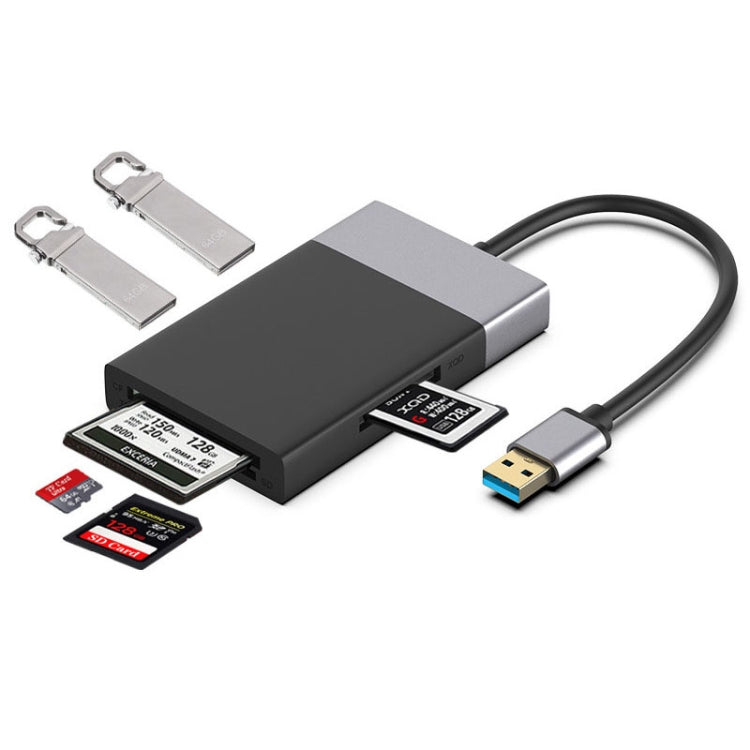 Rynx | 6-in-1 USB 3.0 to USB3.0 x 2+CF card+TF card+SD card+XQD card HUB adapter