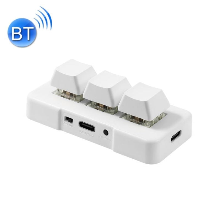 Rynx | MK321BT Bluetooth 5.1 3 Keys Custom Keys Gaming Office PS Clip Macro Programming Keyboard (White)