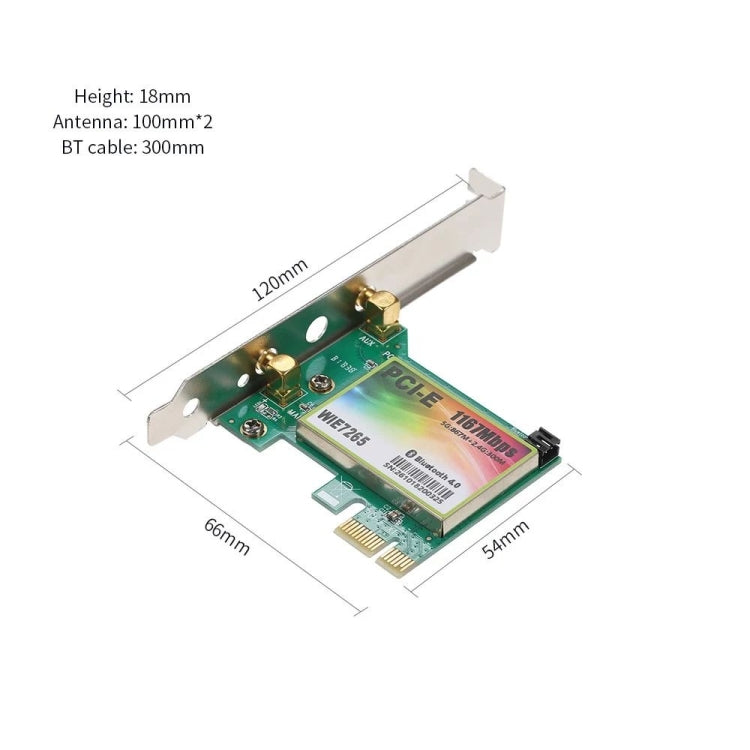 Rynx | WIE7265 Dual Band 802.11ac 1167Mbps PCI-e WiFi Adapter + Bluetooth 4.2 WLAN Network Card