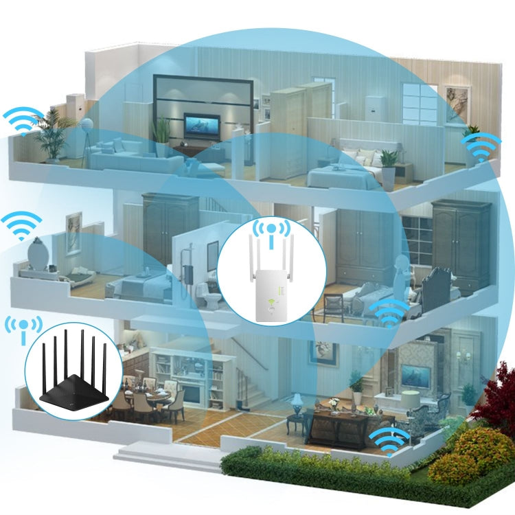 Rynx | U6 5Ghz Wireless WiFi Repeater 1200Mbps Router Wifi Booster 2.4G Long Range Extender (US Plug)