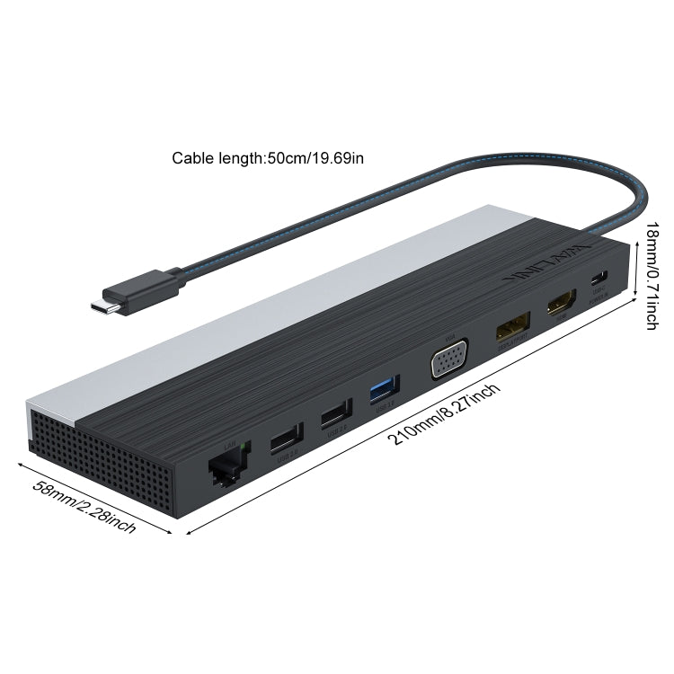 Rynx | Wavlink UMD03 Triple Display Adapter Type-C Hub 12 in 1 Docking Station