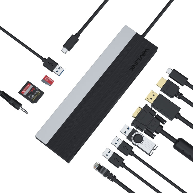 Rynx | Wavlink UMD03 Triple Display Adapter Type-C Hub 12 in 1 Docking Station
