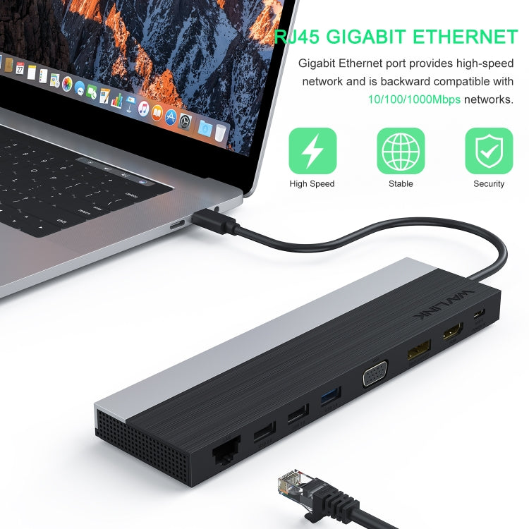 Rynx | Wavlink UMD03 Triple Display Adapter Type-C Hub 12 in 1 Docking Station