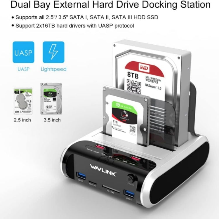 Rynx | Wavlink ST336A SSD HDD Fast Offline Clone SATA USB 3.0 External Hard Drive Enclosure (EU Plug)