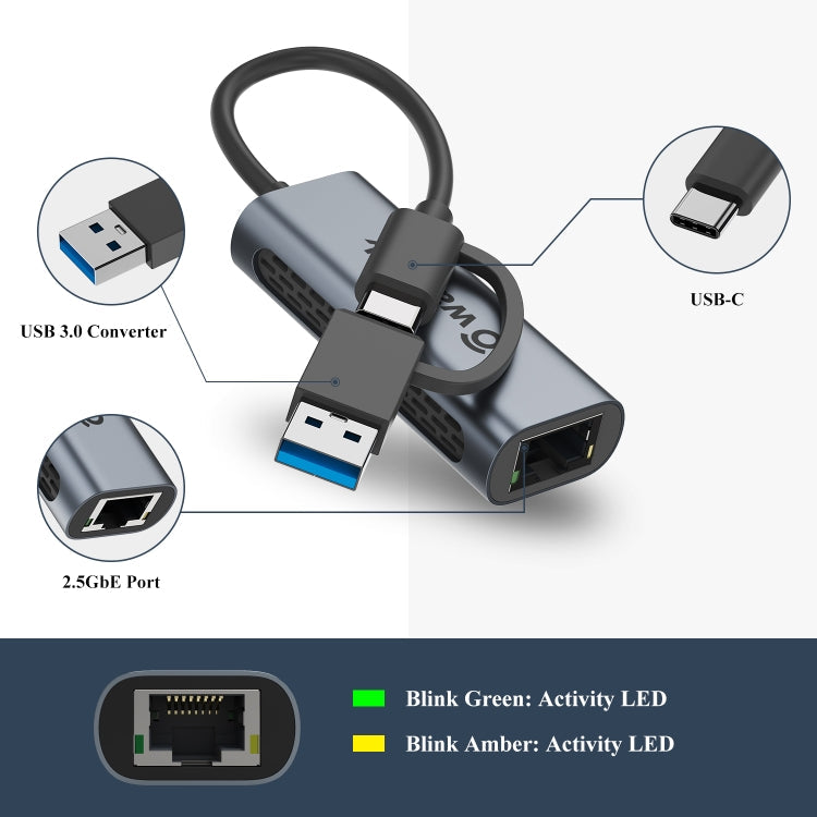 Rynx | Wavlink NWU330GCA Gigabit Ethernet Adapter Type-C to 2.5 Network Card RJ45 LAN USB3.0 Converter