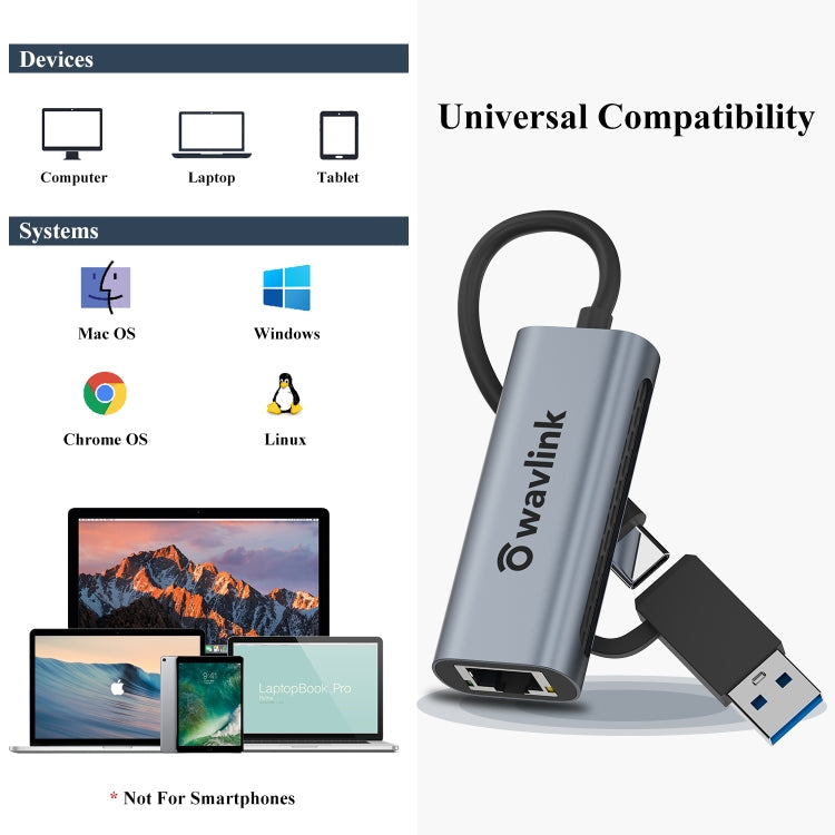 Rynx | Wavlink NWU330GCA Gigabit Ethernet Adapter Type-C to 2.5 Network Card RJ45 LAN USB3.0 Converter