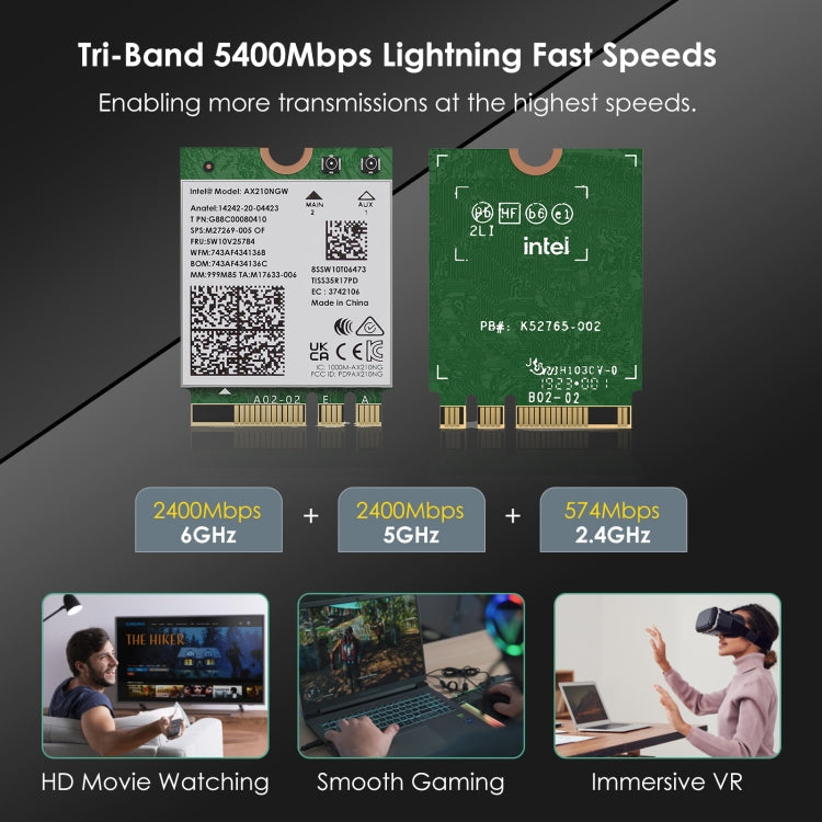 Rynx | WAVLINK WN675X3M Tri-Band Wi-Fi 6E Network Card Module BT 5.2 5400Mbps Network Adapter