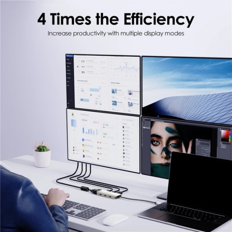 Rynx | WAVLINK UMD304 Converter USB-C to Dual HD 4K 60Hz HUB 7-in-1 Laptop Docking Station