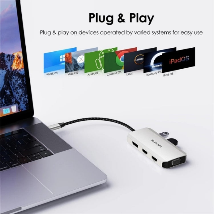 Rynx | WAVLINK UMD304 Converter USB-C to Dual HD 4K 60Hz HUB 7-in-1 Laptop Docking Station