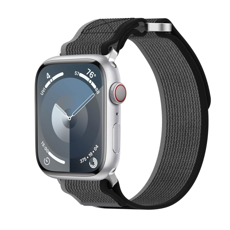 Rynx | For Apple Watch SE 40mm Double Hook and Loop Quick Release Nylon Watch Band (Black+Gray)