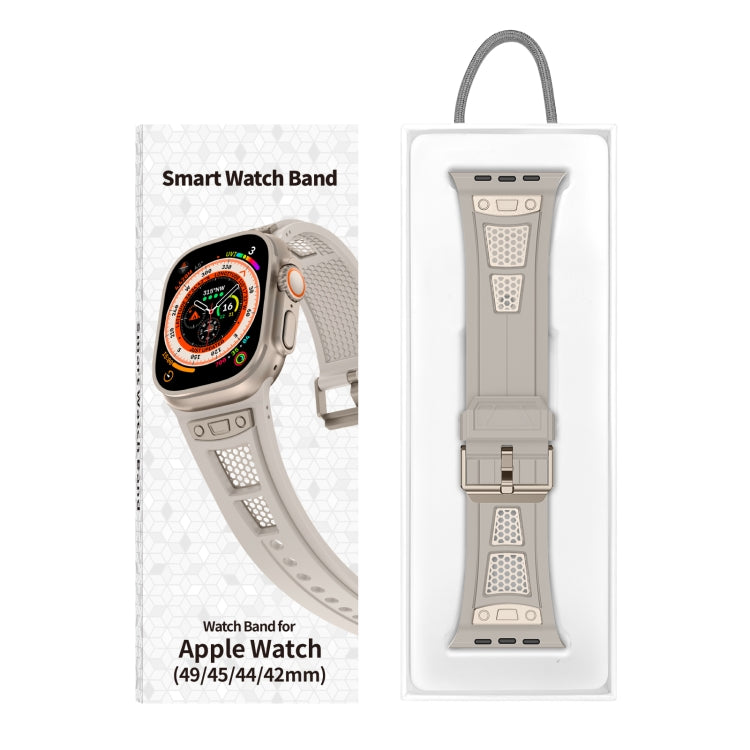 Rynx | For Apple Watch Series 8 45mm Breathable Stainless Steel Mesh TPU Watch Band (Starlight Titan)