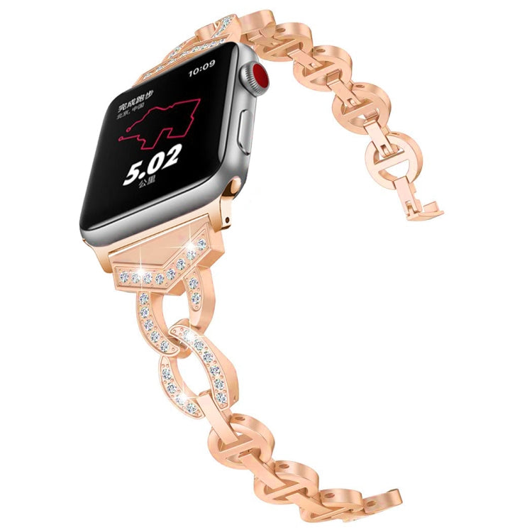 Rynx | 8-shaped VO diamond-set bracelet made of solid stainless steel for Apple Watch Series 3 & 2 & 1 38mm (Rose Gold)