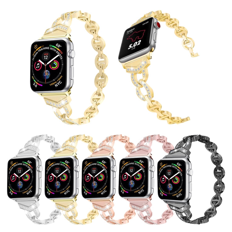 Rynx | 8-shaped VO diamond-set bracelet made of solid stainless steel for Apple Watch Series 3 & 2 & 1 38mm (Rose Gold)