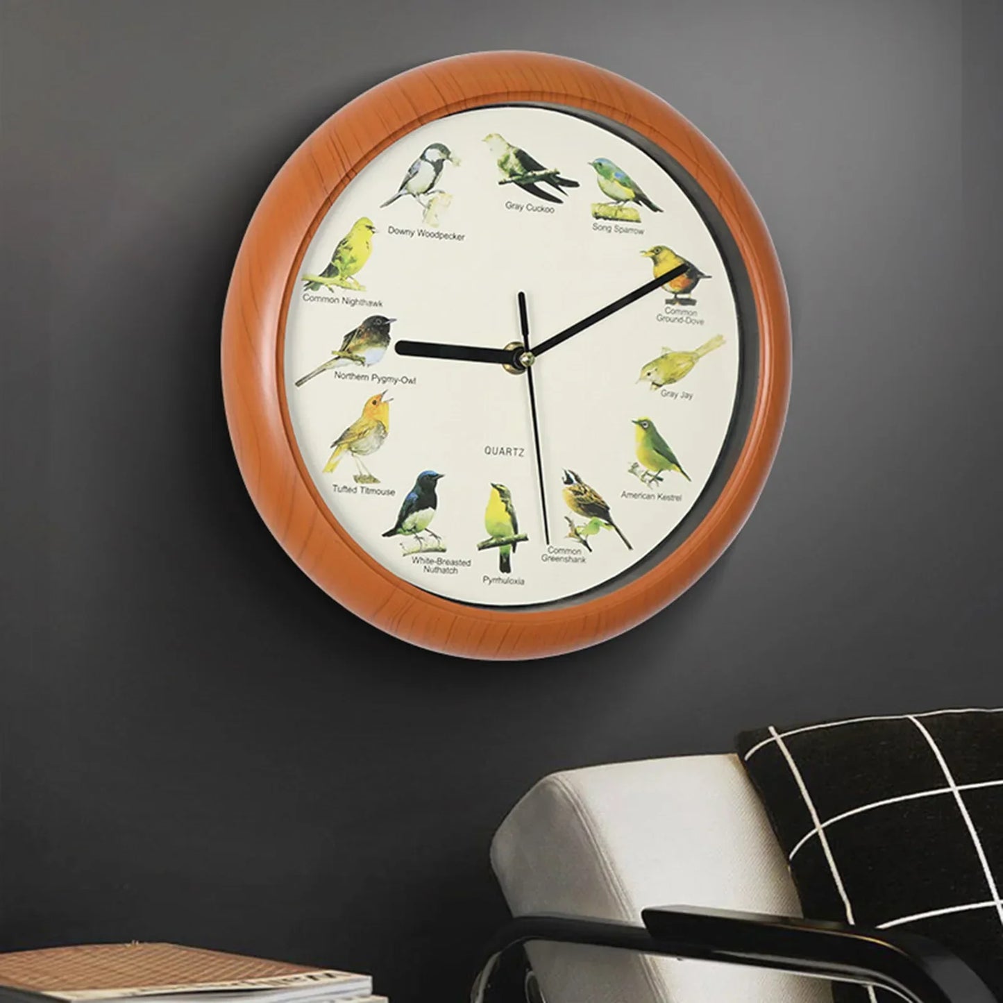 Rynx | Wall Clock - Decorative Timepiece with Bird Sounds - Unique Atmosphere