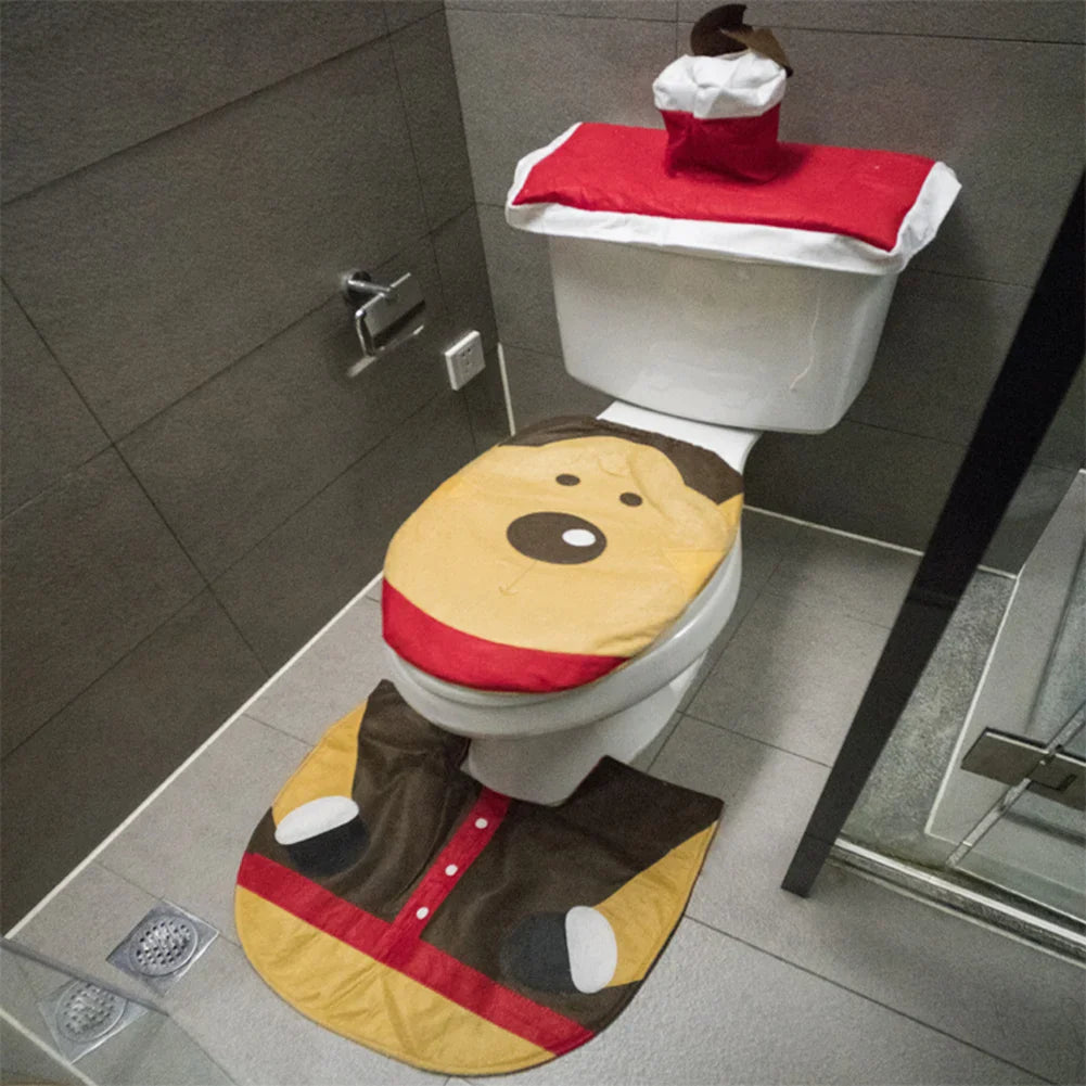 Rynx | New cute Christmas toilet seat covers Creative Santa bath mat Xmas accessories for home New Year Navidad gift decor