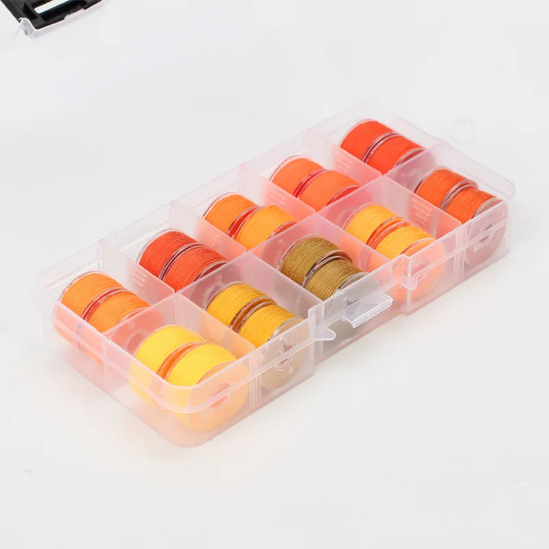 Rynx | 25/20 Colors Set Bobbin Thread Polyester Spools - Sewing Machine Bobbins with Storage Box for Embroidery and Sewing Accessories