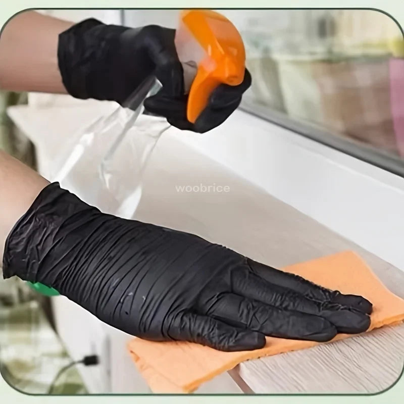 Rynx | Disposable Black Nitrile Gloves - Pack of Kitchen, Cooking, Tattoo, Car Washing, and Household Cleaning Work Gloves