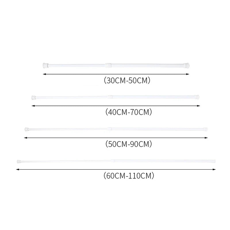 Rynx | 30-110CM Telescopic Curtain Pole - Multi-Purpose Spring Loaded Extendable Tension Rod for Net, Voile, and Curtain Rails