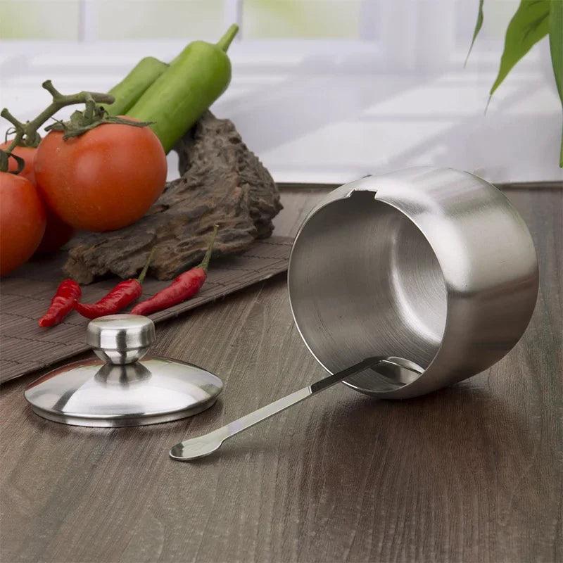 Rynx | Elegant stainless steel spice storage and dispensing set with spoon