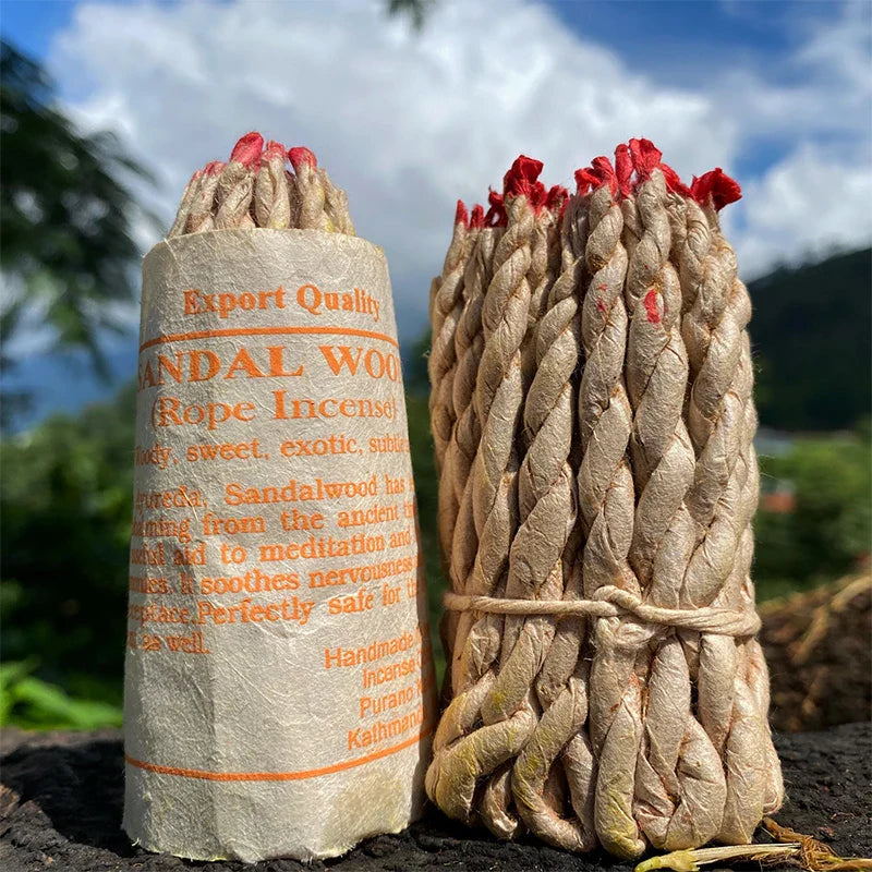 Rynx | 40pcs Handmade Nepal Rope Incense - White Sage and Cedar Aromatherapy, Sandalwood Fragrance for Yoga and Meditation