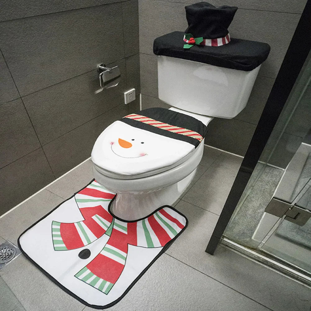 Rynx | New cute Christmas toilet seat covers Creative Santa bath mat Xmas accessories for home New Year Navidad gift decor