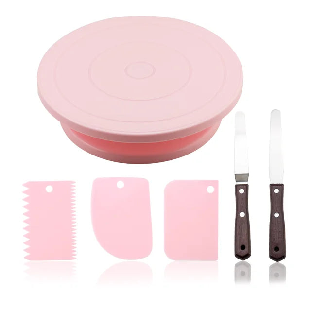 Rynx | Plastic Cake Turntable: Rotating Stable Stand for Baking Decoration - DIY Mold, Anti-Skid Round Cake Table