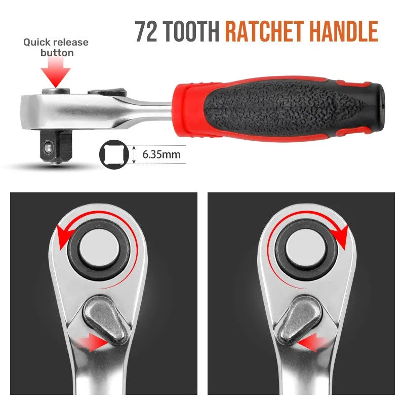 Rynx | Mini Treble 1/4 Ratchet Wrench Set | Double-Ended Quick Socket Screwdriver Hex Torque Wrenches Spanner