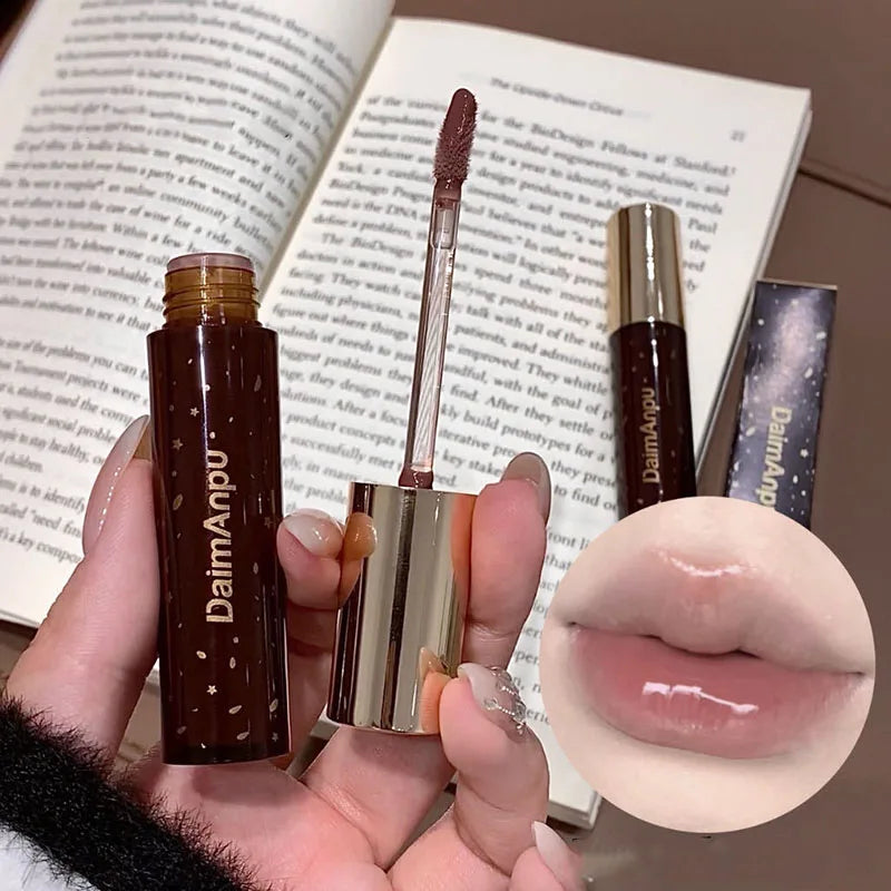 Rynx | Retro Clear Lip Glaze Gloss Mirror Glitter Non Stick Cup Brighten Jelly Dark Lipstick Red Brown Dupes Lip Ink Tint Korean Makeup