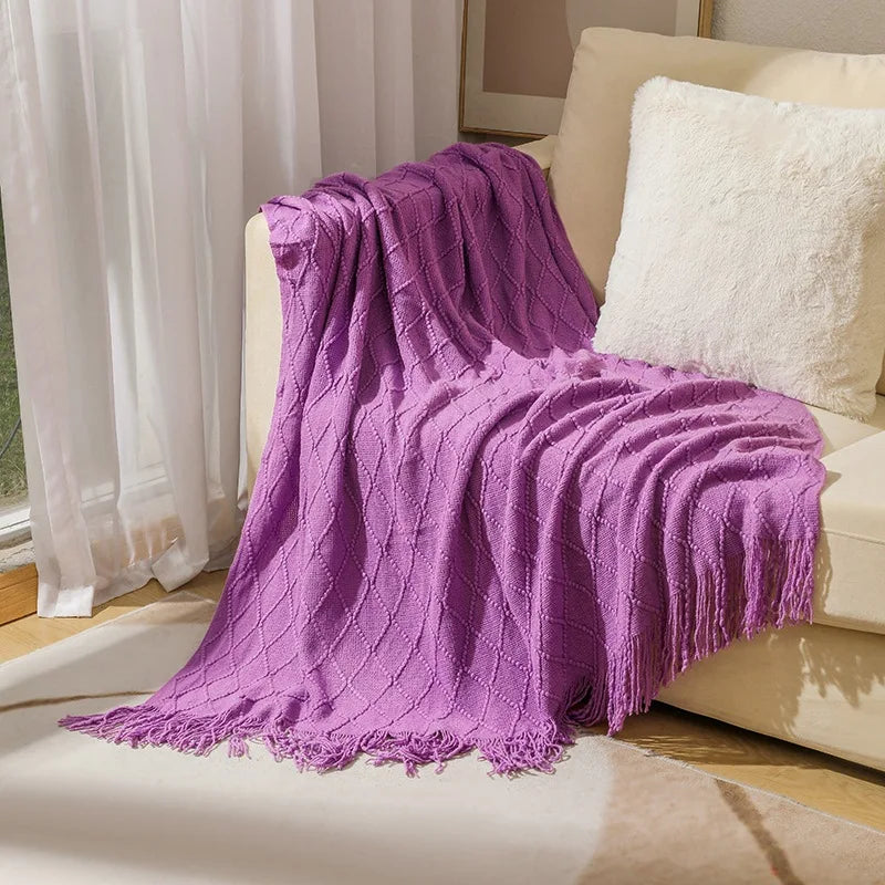 Rynx | purple diamond knit blanket