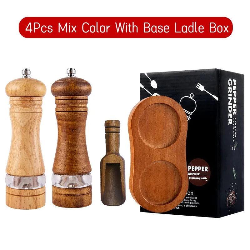Rynx | Vintage Handcrafted Wooden Spice Mill Set - 6-Inch Gourmet Salt and Pepper Mills